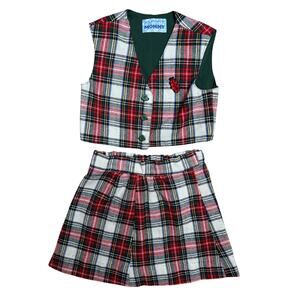 Made With Love By Mommy Handmade Two Piece Plaid Small Girl Vest/Skirt